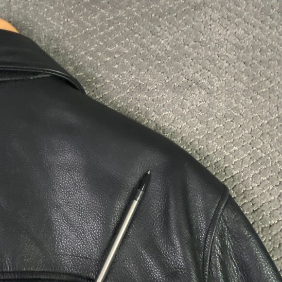 London Fog Leather Jacket Men's Large Black Button Front Zip In Liner Lined - Picture 6 of 16